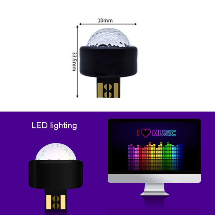 10 PCS Mini Rhythm Stage Lamp Car Colorful USB Atmosphere Light(D1)