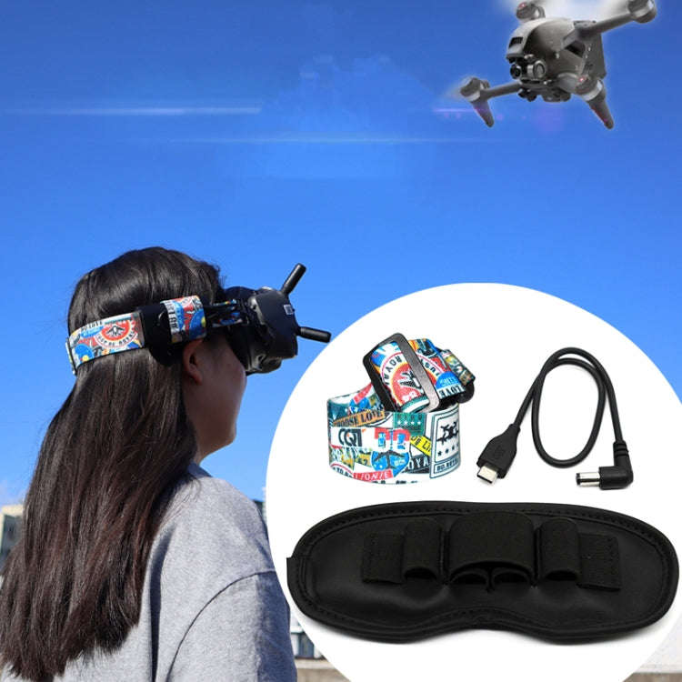 Flight Video Glasses Graffiti Color Headband Fixed Strap For DJI FPV Goggles V2 Strap + Power Lin...