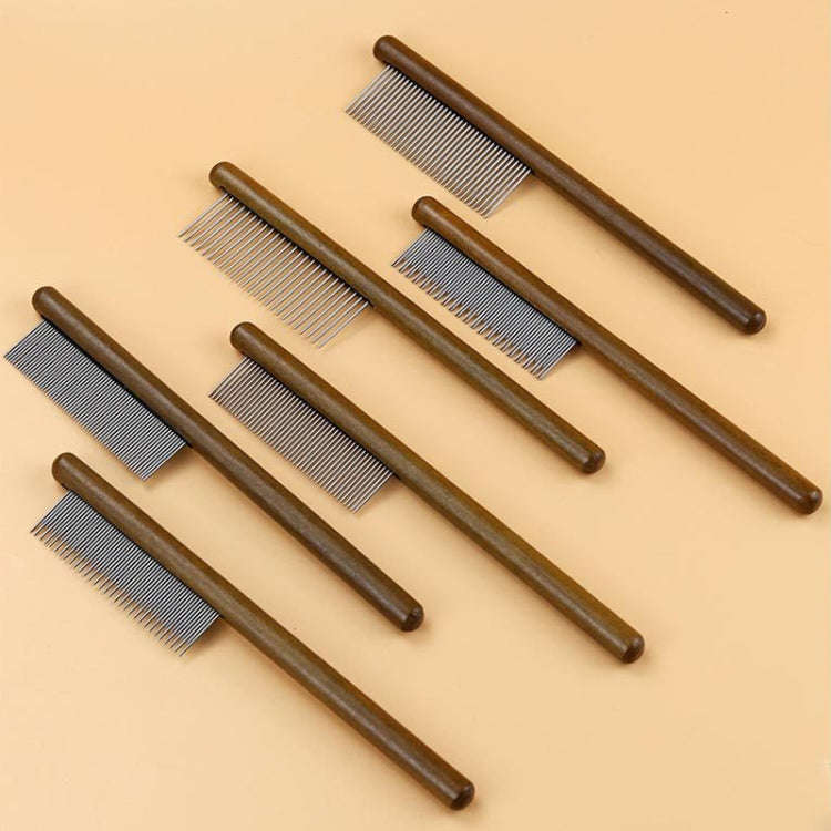 Cat Dog Solid Wood Comb For Removing Floating Hair Pet Cleaning Grooming Flea Comb(F)
