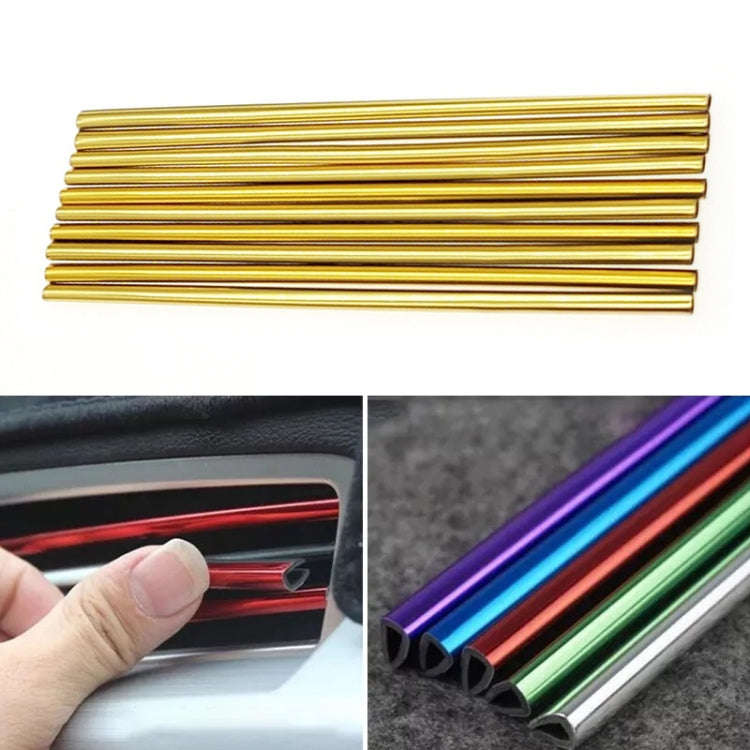 10pcs/pack Car Air Conditioner Vent U-Shaped Electroplating Decorative Strip(Plating Gold)