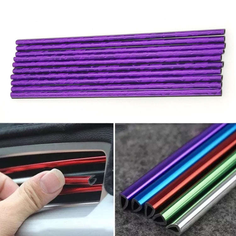 10pcs/pack Car Air Conditioner Vent U-Shaped Electroplating Decorative Strip(Green Ice Purple)
