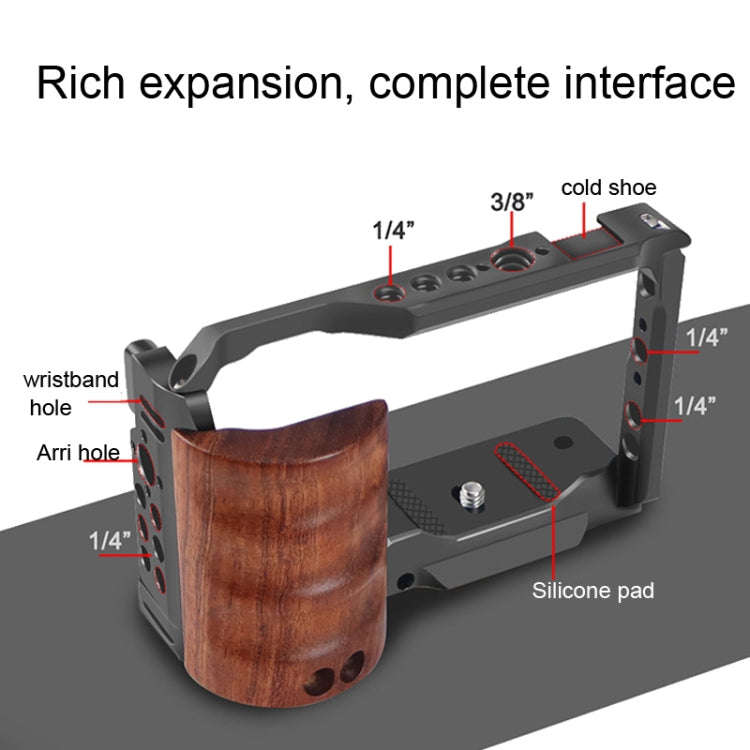 Alloy Rabbit Cage With Wooden Handle for Sony ZV-E10 Camera(Black)