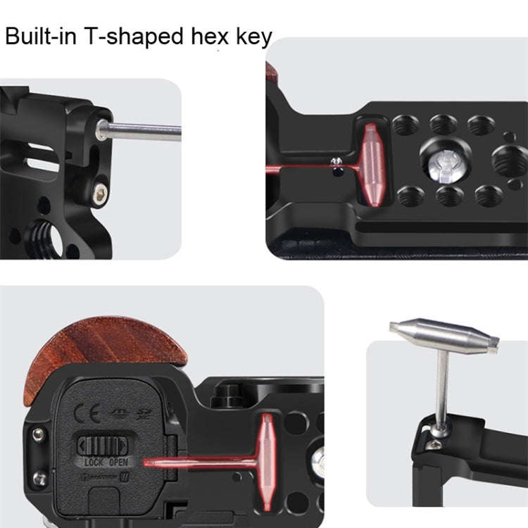 Alloy Rabbit Cage With Wooden Handle for Sony ZV-E10 Camera(Black)