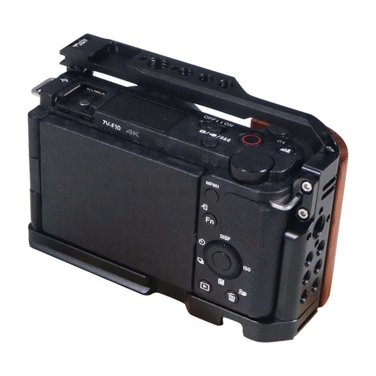 Alloy Rabbit Cage With Wooden Handle for Sony ZV-E10 Camera(Black)