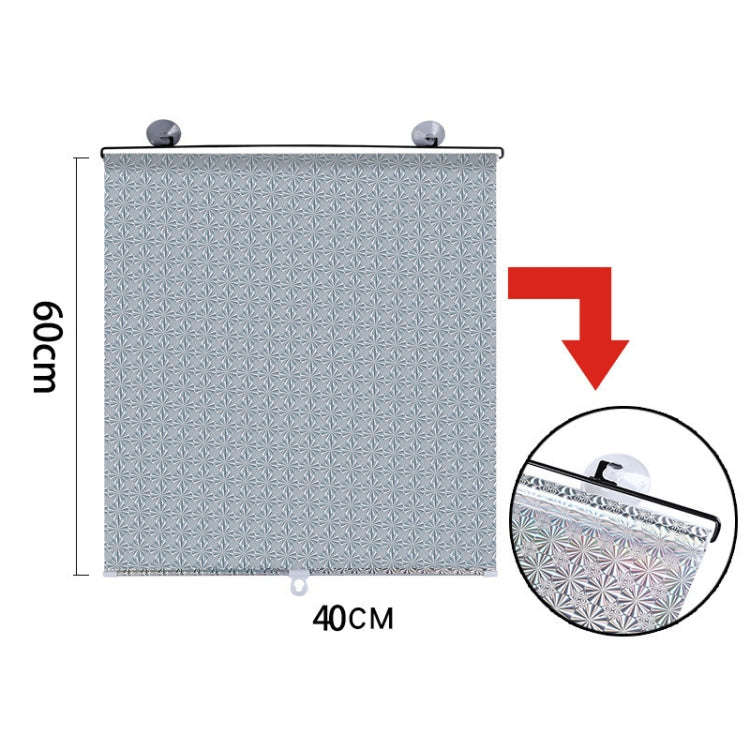 Suction Cup Car Shade Curtain Window Telescopic Roller Blind, Size: 40x60cm Silver Lyser
