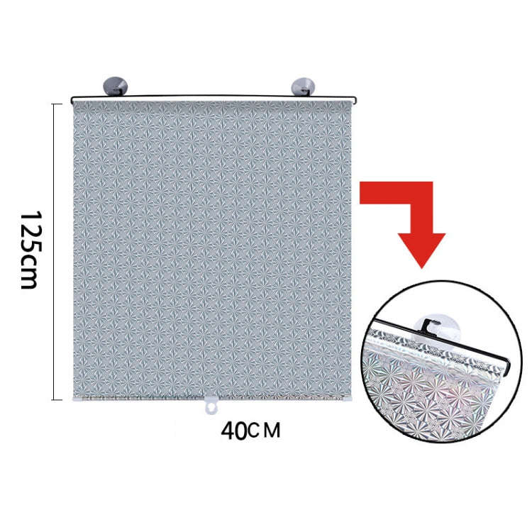 Suction Cup Car Shade Curtain Window Telescopic Roller Blind, Size: 40x125cm Silver Lyser