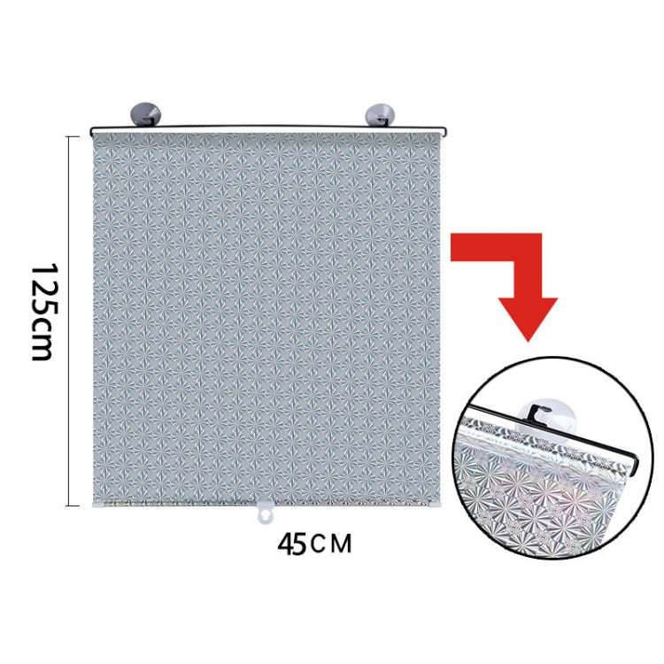 Suction Cup Car Shade Curtain Window Telescopic Roller Blind, Size: 45x125cm Silver Lyser