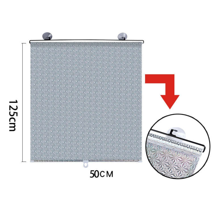Suction Cup Car Shade Curtain Window Telescopic Roller Blind, Size: 50x125cm Silver Laser