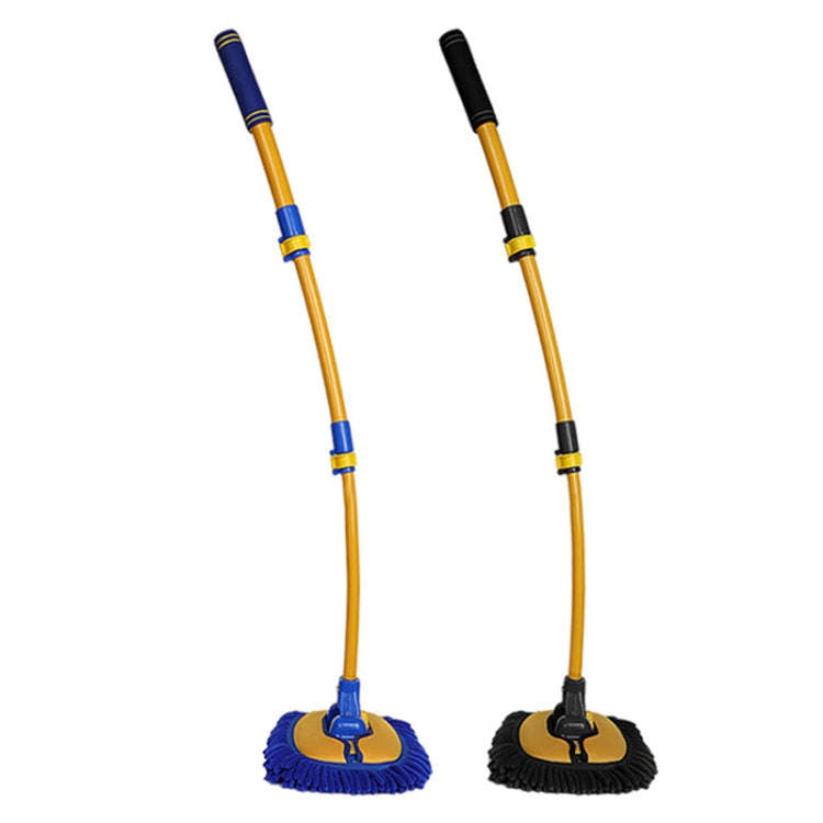 Retractable Curved Rod Soft Fur Car Wash Mop(Yellow Blue)