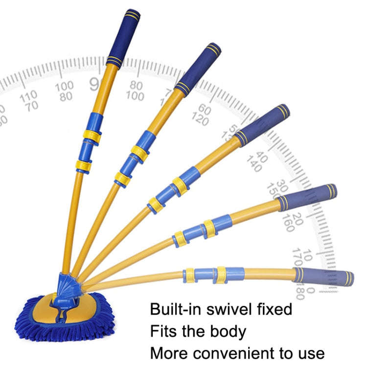 Retractable Curved Rod Soft Fur Car Wash Mop(Yellow Blue)
