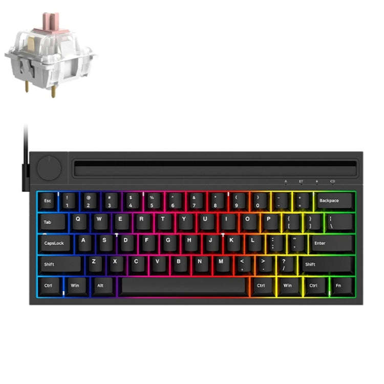 Ajazz K620T 62 Keys Bluetooth Wireless Dual Mode Mechanical Keyboard, Style: Pink Shaft (Black)
