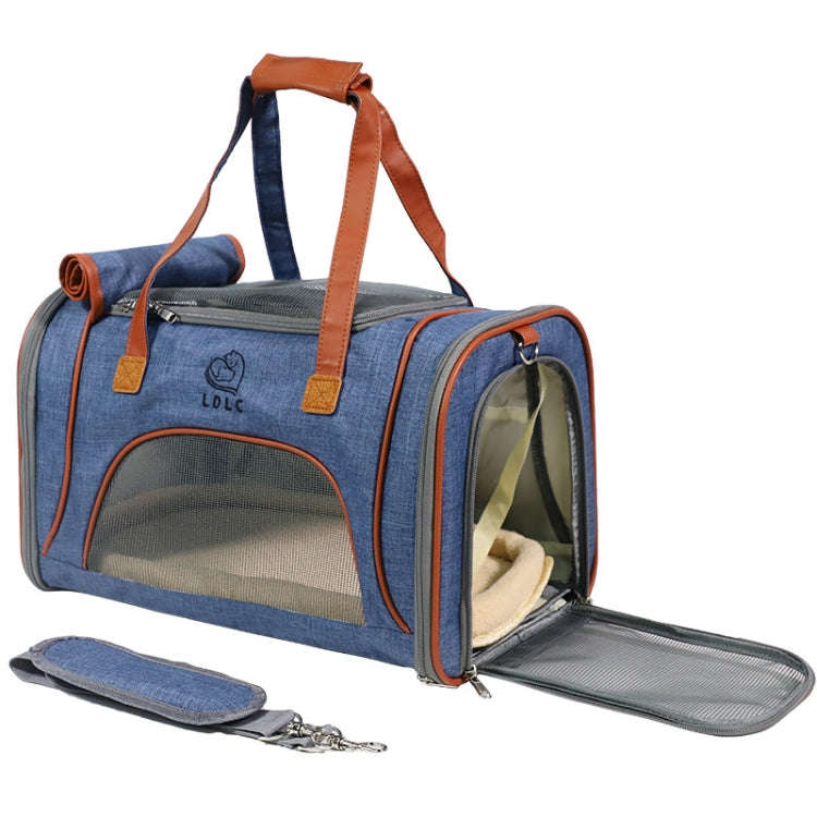 LDLC QS-012 Pet Outing Portable Breathable Foldable Tote Bag(Denim Blue)
