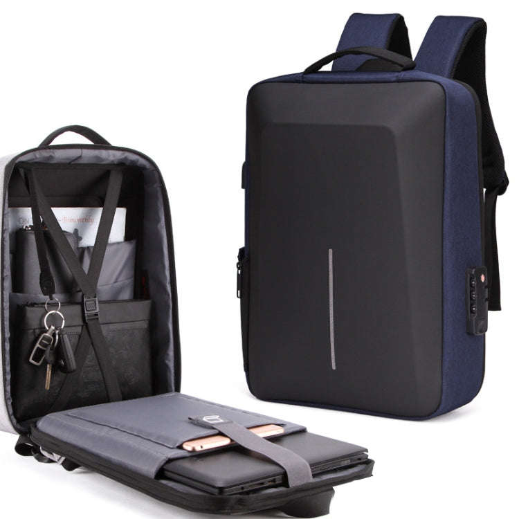 Men Business Shoulder USB External Interface Computer Bag, Color: 8001 Blue
