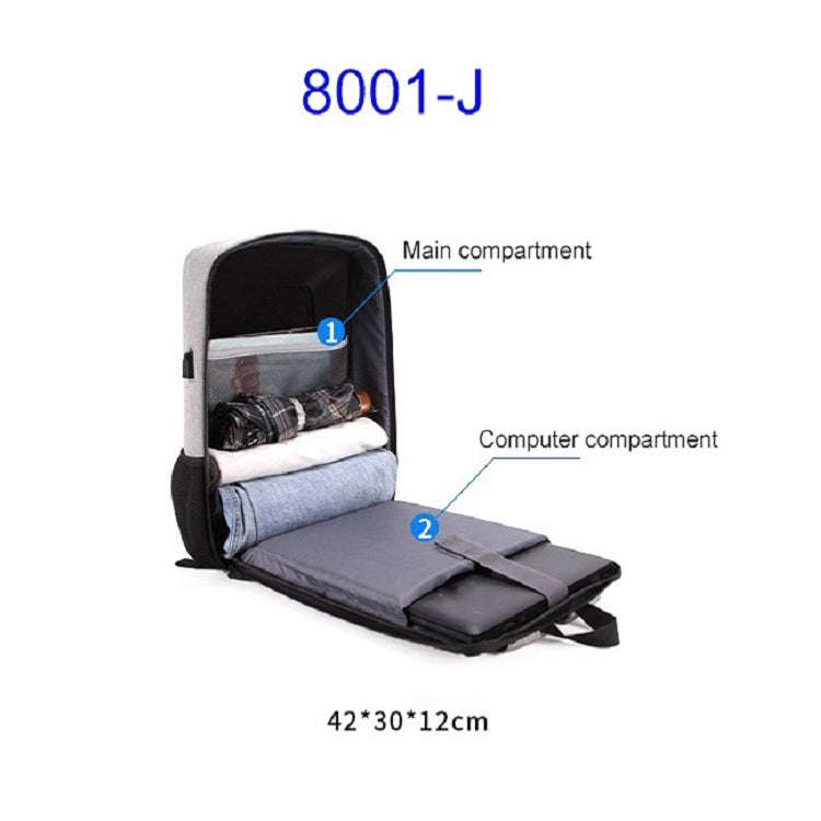 Men Business Shoulder USB External Interface Computer Bag, Color: 8001-J Gray