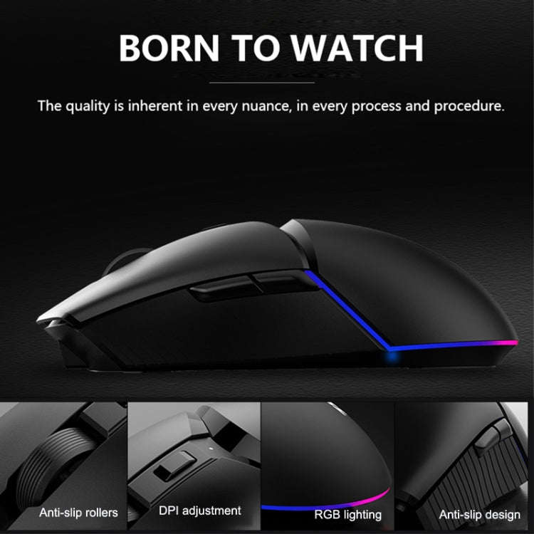 Ajazz I309Pro 1600 DPI 8 Keys Dual Mode Gaming Wireless Bluetooth Mouse(Black)