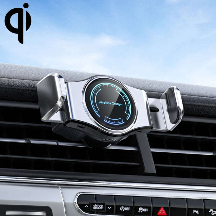 15W Mini Car Wireless Charger Phone Smart Sensing Holder(Silver)