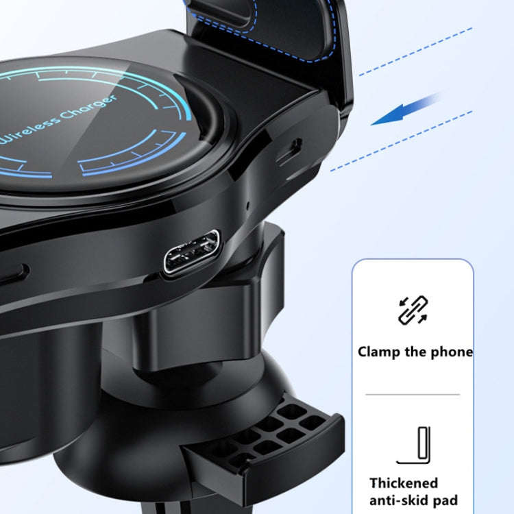15W Mini Car Wireless Charger Phone Smart Sensing Holder(Silver)