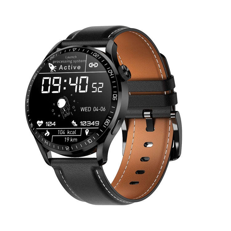 HD2 1.32 Inch Heart Rate Detection Smart Watch(Black + Leather)