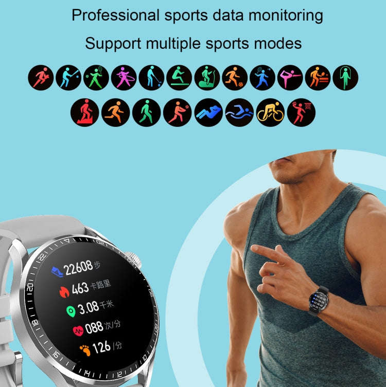 HD2 1.32 Inch Heart Rate Detection Smart Watch(Silver + Leather)