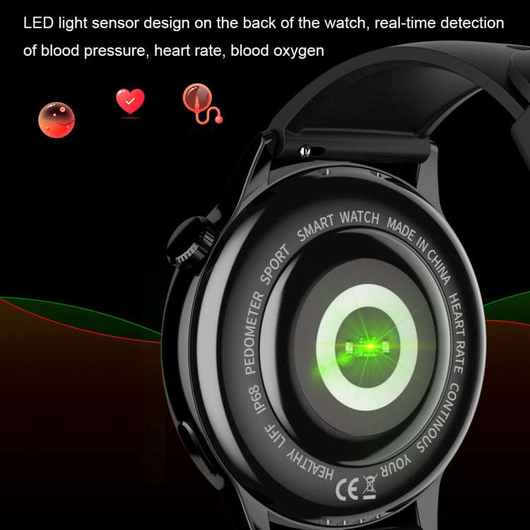 HD1 1.3 Inch AMOLED Screen Smart Watch with NFC Function(Black Steell+Silicone Strap)