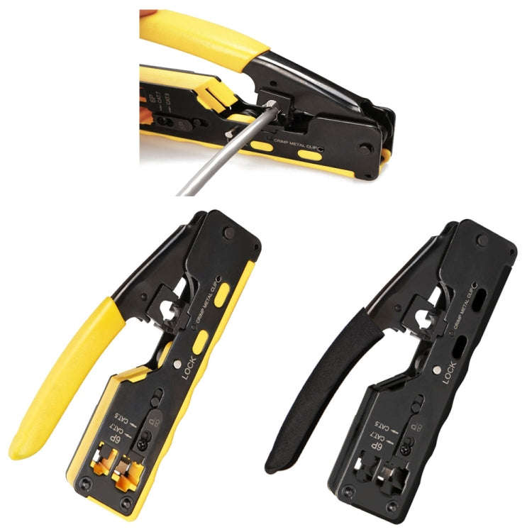 6P8P Seven-type Through-hole Crystal Head  Wire Stripping Tool Network Cable Pliers(Black)