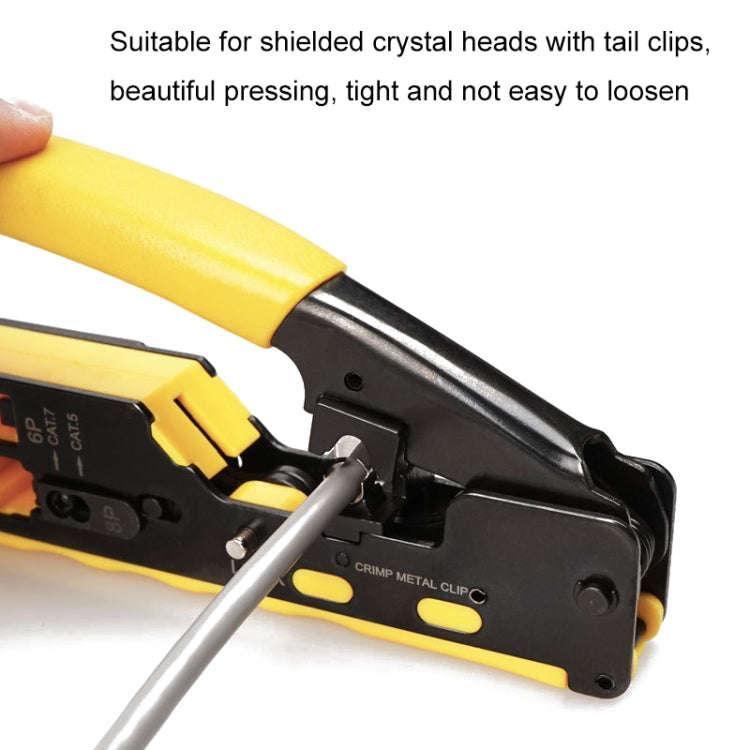 6P8P Seven-type Through-hole Crystal Head  Wire Stripping Tool Network Cable Pliers(Black)