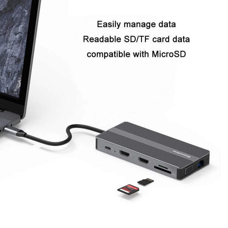 Blueendless Type-C+USB 3.0/2.0+VGA+3.5mm Audio Interface HUB(12 in 1)