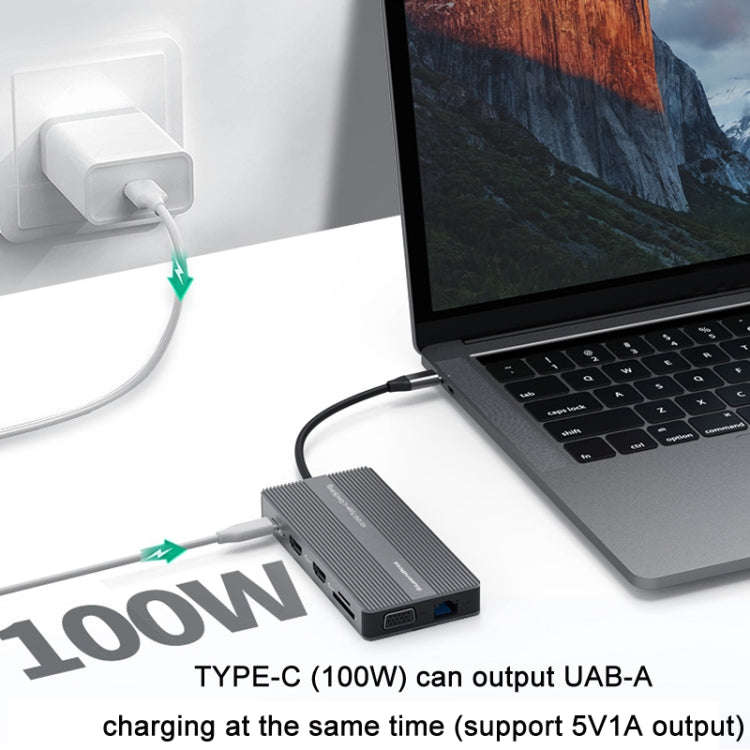 Blueendless Type-C+USB 3.0/2.0+VGA+3.5mm Audio Interface HUB(12 in 1)