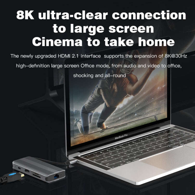 Blueendless 8K/30Hz Type-C To Gigabit Ethernet USB3.1 Docking Station(8 in 1)