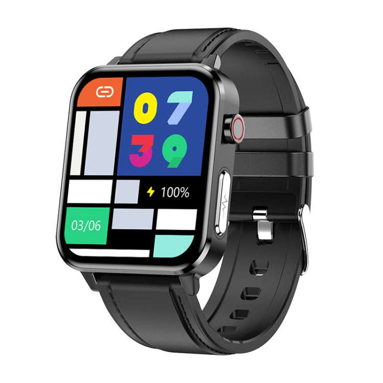 LOANIY E86 1.7 Inch Heart Rate Monitoring Smart Bluetooth Watch, Color: Black Leather