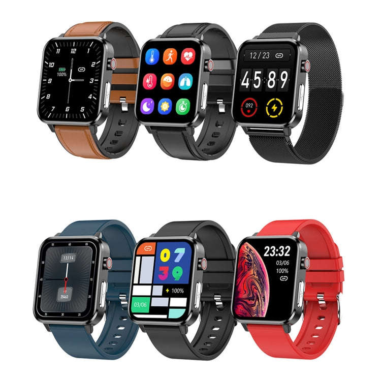 LOANIY E86 1.7 Inch Heart Rate Monitoring Smart Bluetooth Watch, Color: Black Leather