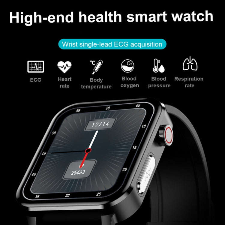 LOANIY E86 1.7 Inch Heart Rate Monitoring Smart Bluetooth Watch, Color: Black Leather