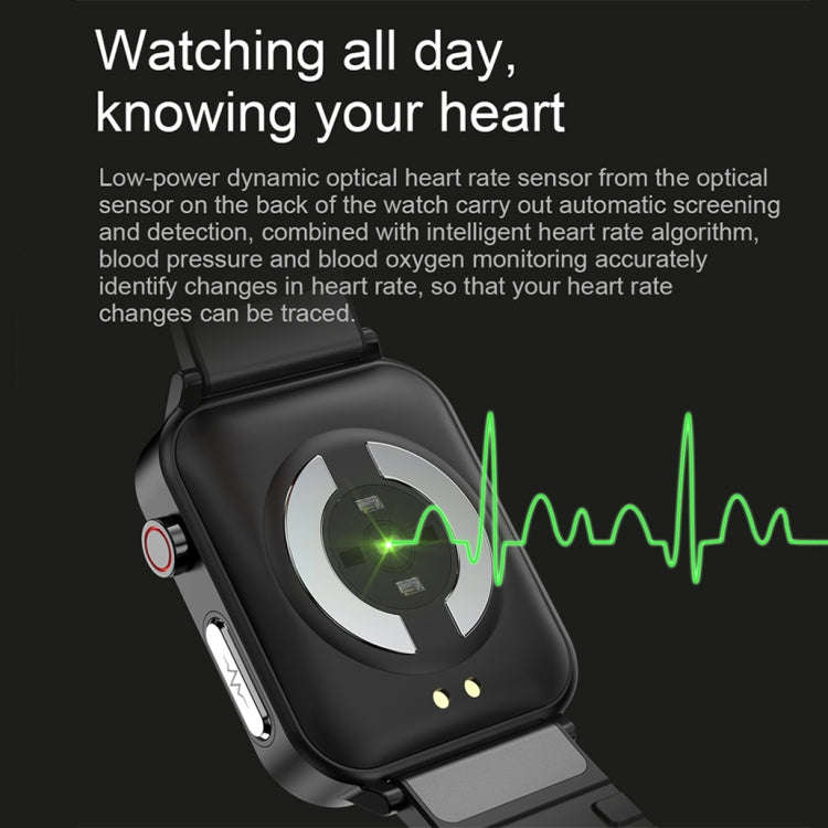 LOANIY E86 1.7 Inch Heart Rate Monitoring Smart Bluetooth Watch, Color: Black Leather