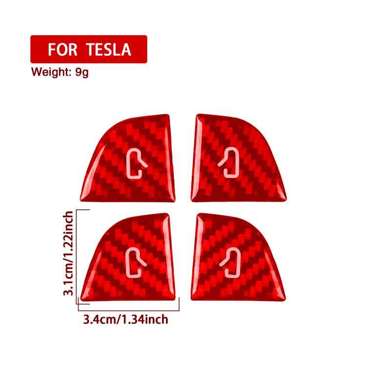For Tesla Model 3 4pcs/ Set B-type Car Window Switch Stickers(Red)