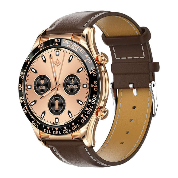 LOANIY E18 Pro Smart Bluetooth Calling Watch with NFC Function, Color: Gold Leather