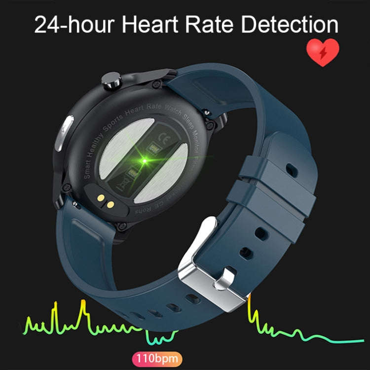 LOANIY E80 1.3 Inch Heart Rate Detection Smart Watch, Color: Blue Silicone