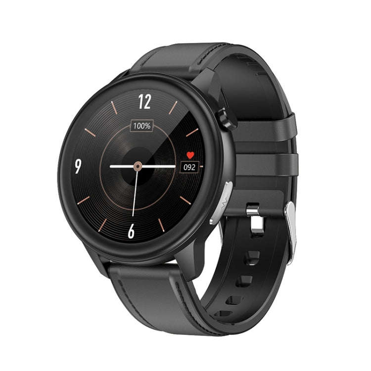 LOANIY E80 1.3 Inch Heart Rate Detection Smart Watch, Color: Black Leather