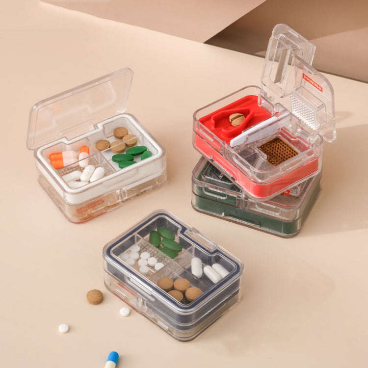 Imakara Mini Square Portable Sealed Medicine Cutter Dispenser Box(Blue)