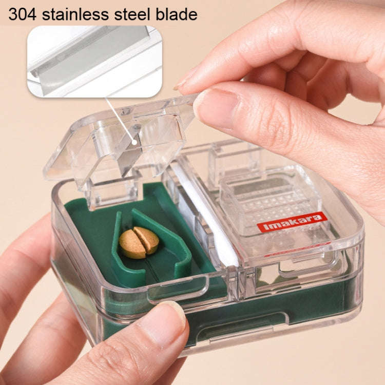 Imakara Mini Square Portable Sealed Medicine Cutter Dispenser Box(Blue)