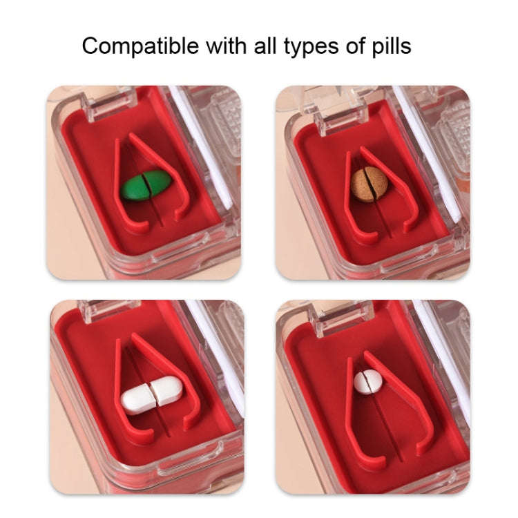 Imakara Mini Square Portable Sealed Medicine Cutter Dispenser Box(Red)