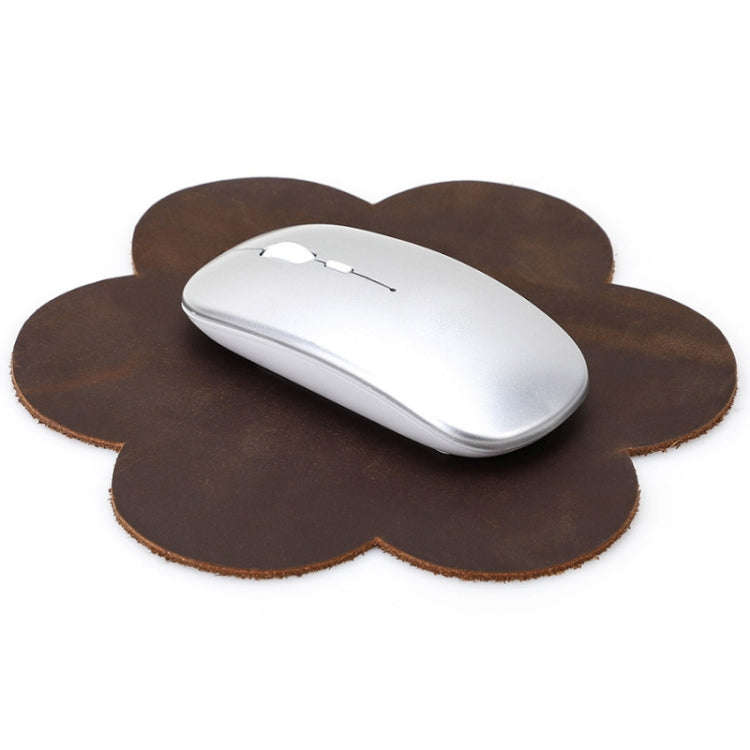 CONTACTS FAMILY Crazy Horse Leather Retro Petal Office Mouse Pad(Coffee)