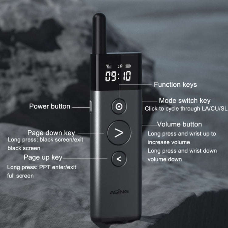 ASiNG A10 Green Light PPT Page Turning Pen Remote Control Presentation Pen, Capacity: 128M (Gray)