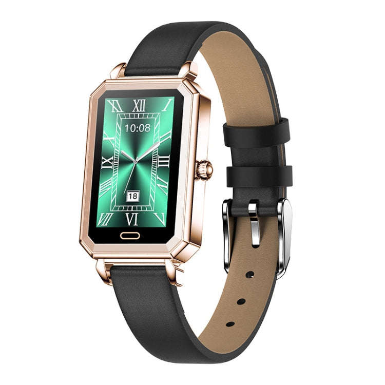 LOANIY HT2 1.28 Inch Heart Rate Detection Pedometer Smart Watch, Color: Gold Leather
