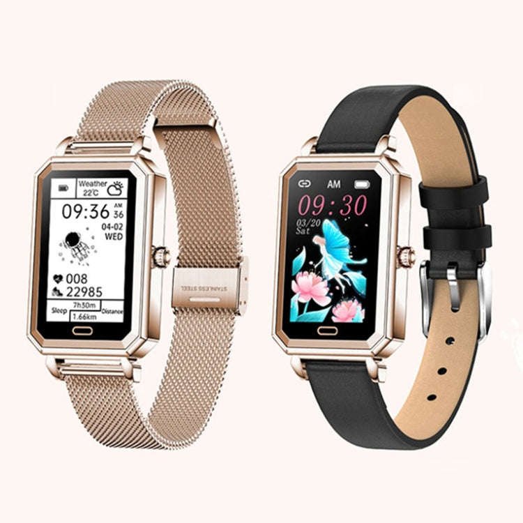 LOANIY HT2 1.28 Inch Heart Rate Detection Pedometer Smart Watch, Color: Gold Leather