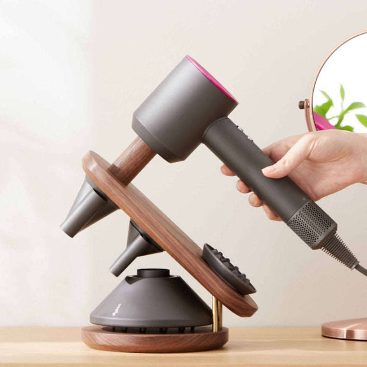 Solid Wood Hair Dryer Storage Bracket For Dyson(Black Walnut)