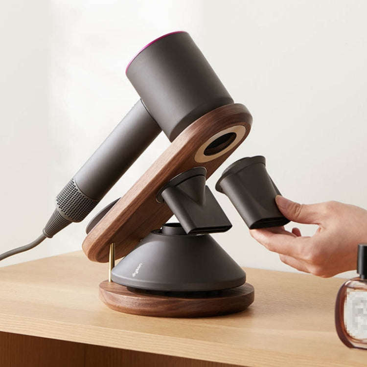 Solid Wood Hair Dryer Storage Bracket For Dyson(Black Walnut)