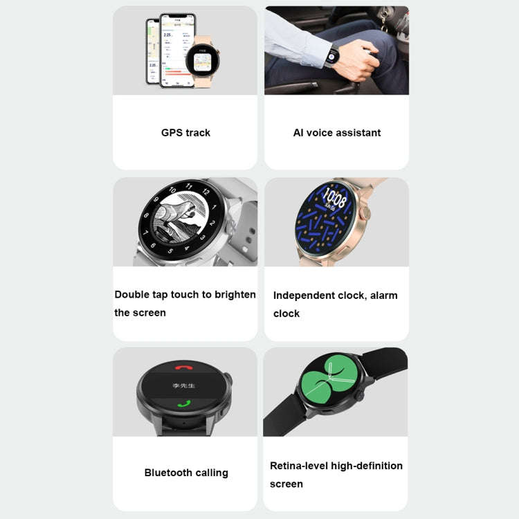 Wearkey DT4+ 1.36 Inch HD Screen Smart Call watch with NFC Function, Color: Gold Silicone