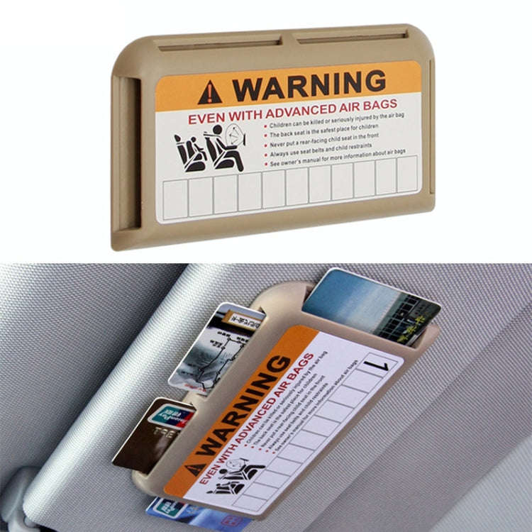 Car Sun Visor Card Holder Pass Fuel Card Holder Parking Number Card(Beige Bagged)
