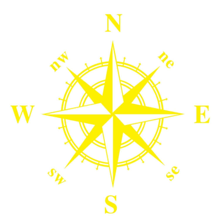 D-336 Car Compass Graphic Sticker Hood Car Body Universal Sticker(Yellow)