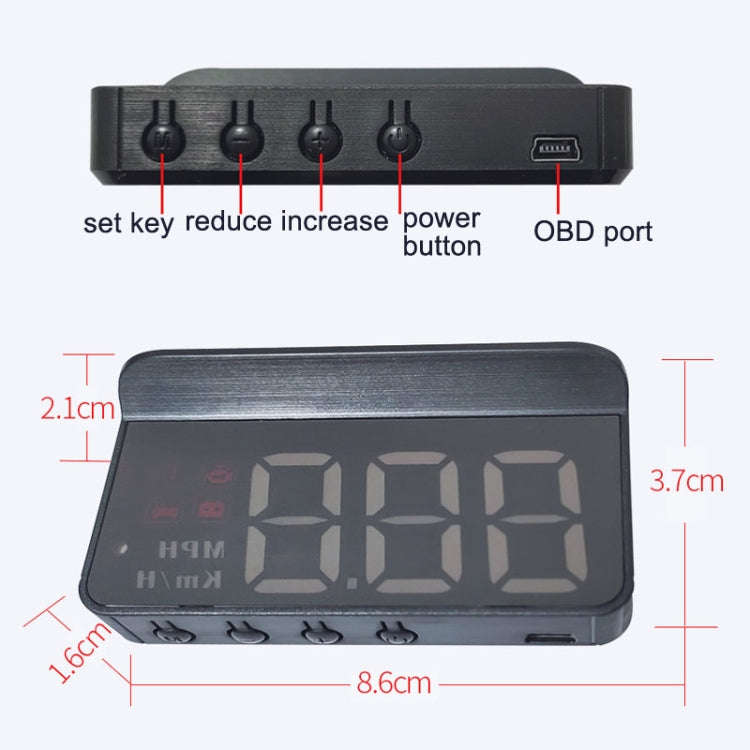Wireless Car OBD Speed Water Temperature Raising Instrument Panel HD Projector